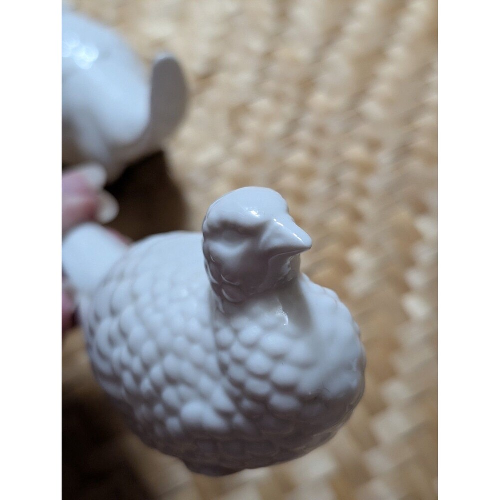 Vintage MCM White Ceramic Pheasant Figurines Pair - Hollywood Regency Home Decor - Picture 11 of 13